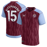 Aston Villa Castore Home Shirt 2023-24 - Kids with Alex Moreno 15 printing - Kit Captain