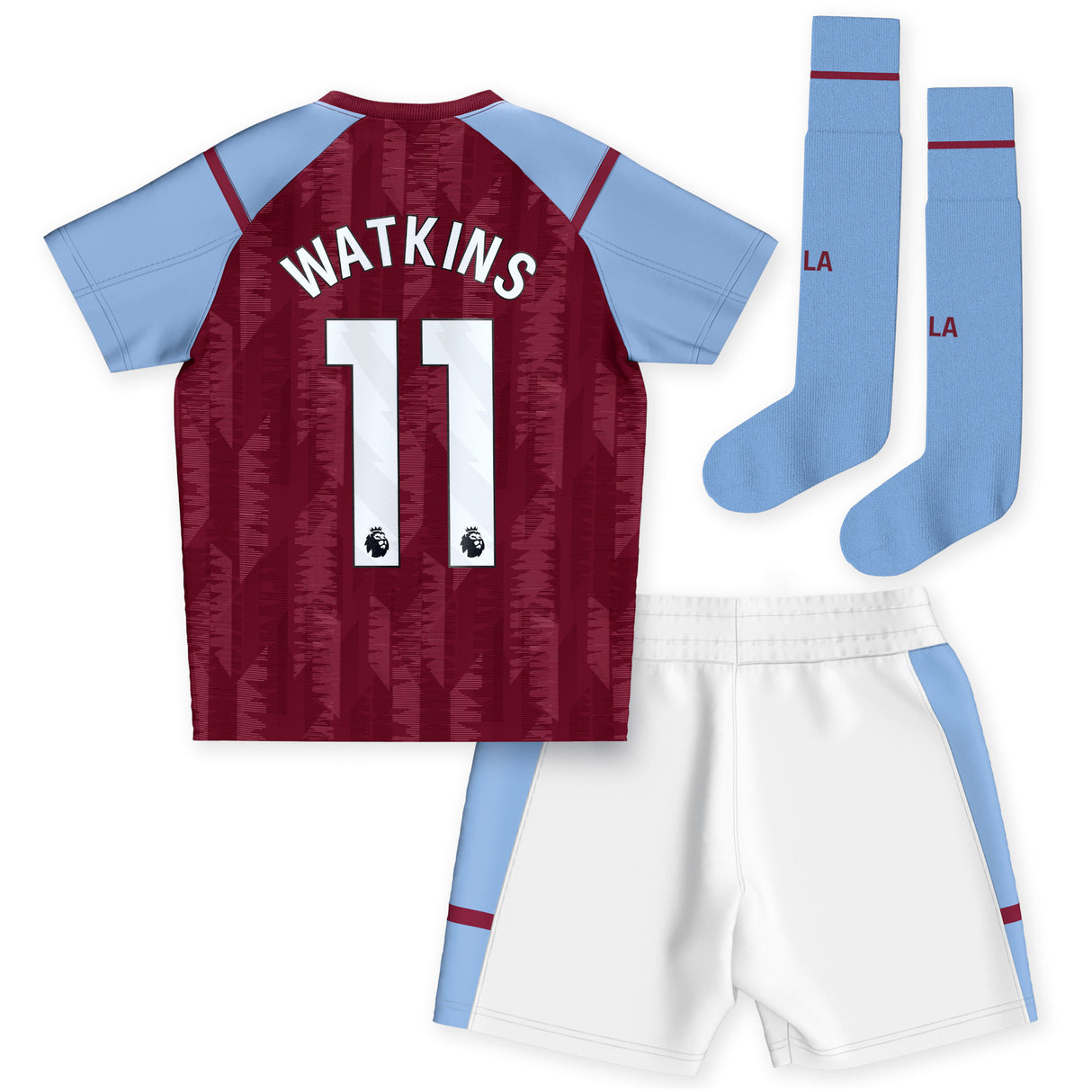 Aston Villa Castore Home Infant Kit 2023-24 with Watkins 11 printing - Kit Captain