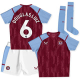 Aston Villa Castore Home Infant Kit 2023-24 with Douglas Luiz 6 printing - Kit Captain