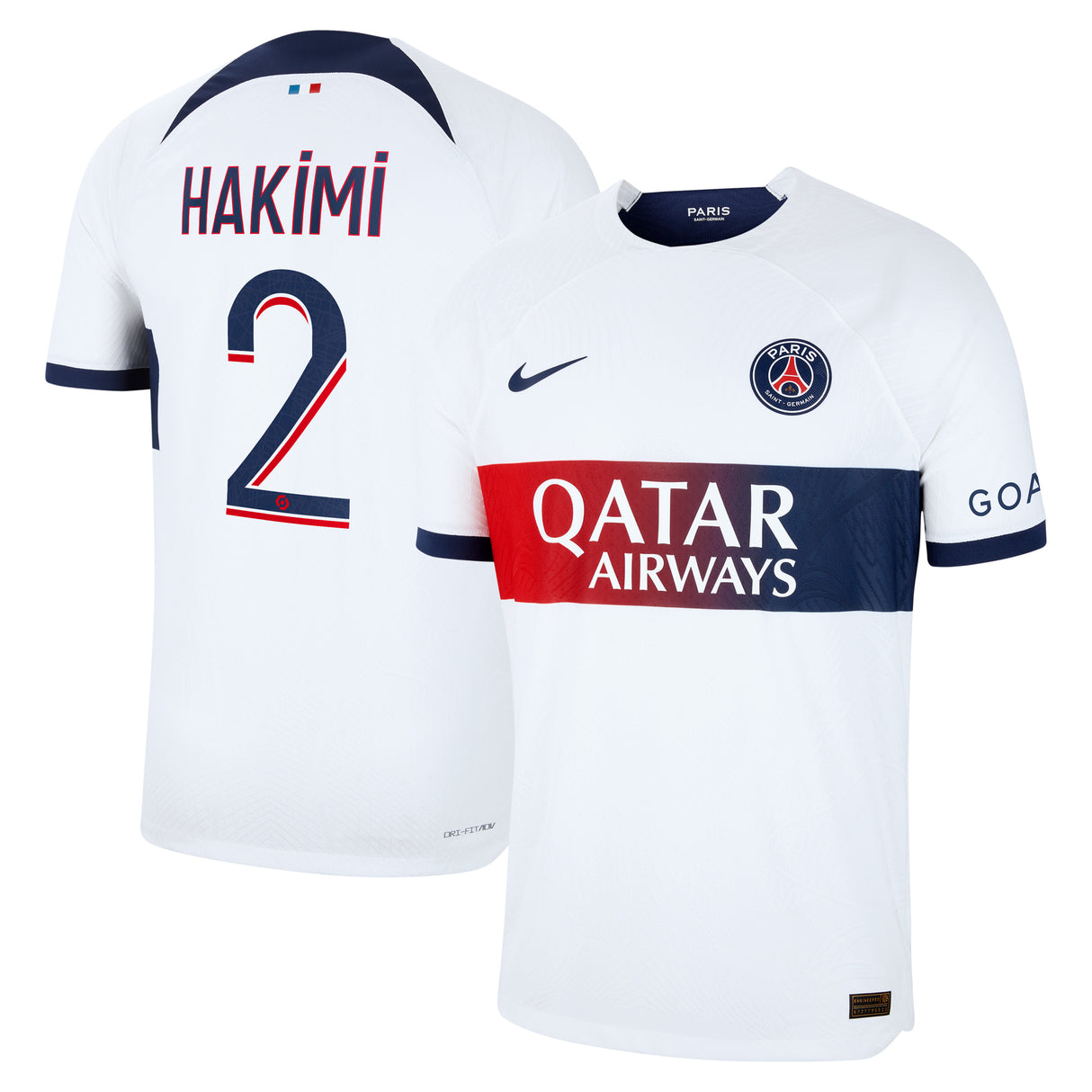 Paris Saint-Germain Nike Away Dri Fit Adv Match Shirt 2023-24 with Hakimi 2 printing - Kit Captain