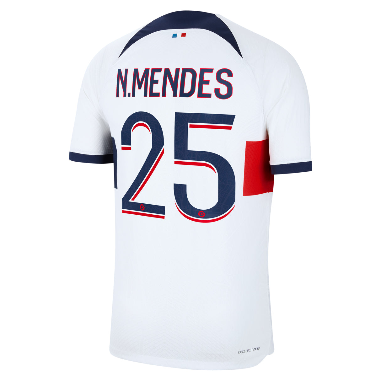 Paris Saint-Germain Nike Away Dri Fit Adv Match Shirt 2023-24 with N.Mendes 25 printing - Kit Captain