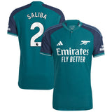 Arsenal adidas Third Authentic Shirt 2023-24 with Saliba 2 printing - Kit Captain