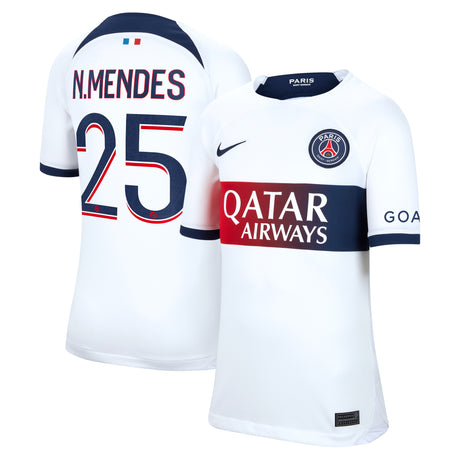 Paris Saint-Germain Nike Away Stadium Shirt 2023-24 - Kids with N.Mendes 25 printing - Kit Captain