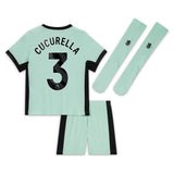 Chelsea Third Stadium Kit 2023-24 - Little Kids with Cucurella 3 printing - Kit Captain