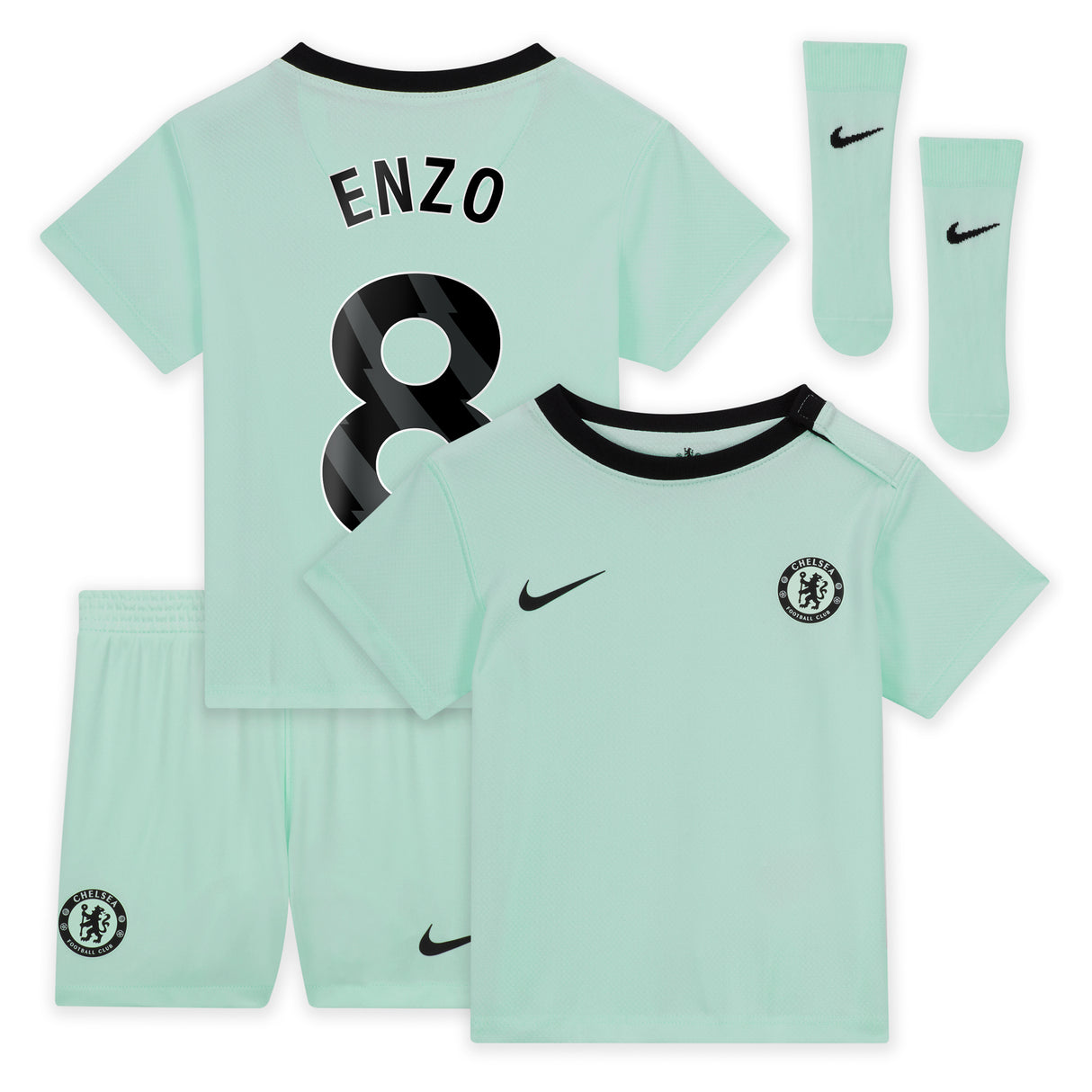 Chelsea Third Stadium Kit 2023-24 - Infants with Enzo 8 printing - Kit Captain