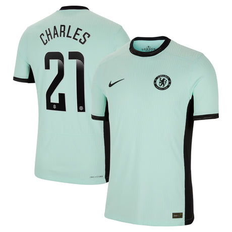 Chelsea WSL Third Vapor Match Shirt 2023-24 with Charles 21 printing - Kit Captain