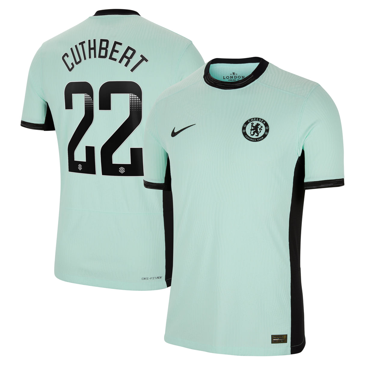 Chelsea WSL Third Vapor Match Shirt 2023-24 with Cuthbert 22 printing - Kit Captain