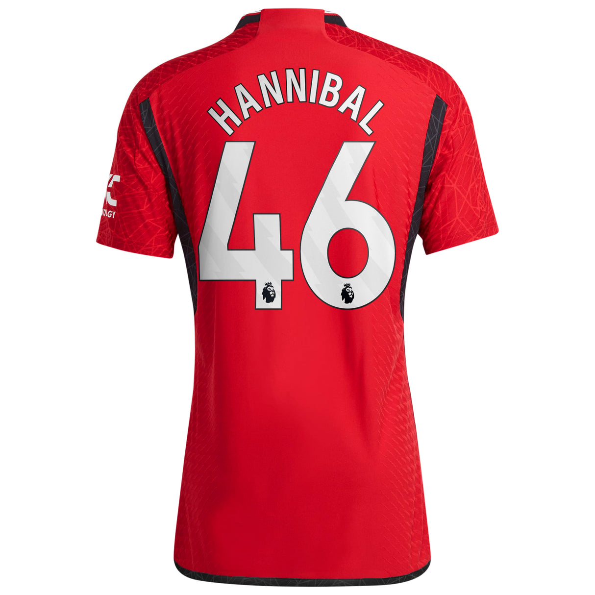 Manchester United EPL adidas Home Authentic Shirt 2023-24 with Hannibal 46 printing - Kit Captain