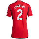 Manchester United EPL adidas Home Authentic Shirt 2023-24 with Lindelof 2 printing - Kit Captain