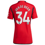 Manchester United EPL adidas Home Authentic Shirt 2023-24 with Van De Beek 34 printing - Kit Captain