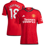 Manchester United EPL adidas Home Authentic Shirt 2023-24 with Casemiro 18 printing - Kit Captain