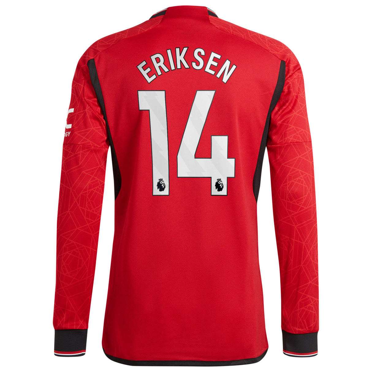 Manchester United EPL adidas Home Authentic Shirt 2023-24 - Long Sleeve with Eriksen 14 printing - Kit Captain