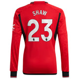 Manchester United EPL adidas Home Shirt 2023-24 - Long Sleeve with Shaw 23 printing - Kit Captain