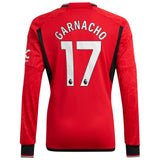 Manchester United EPL Home Shirt 2023-24 - Long Sleeve with Garnacho 17 printing - Kit Captain