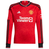 Manchester United EPL adidas Home Shirt 2023-24 - Long Sleeve with Van De Beek 34 printing - Kit Captain