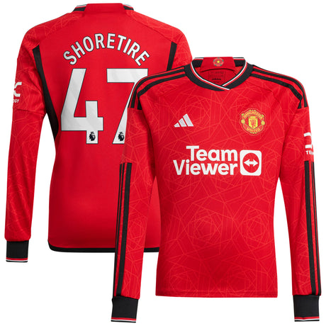 Manchester United EPL adidas Home Shirt 2023-24 - Long Sleeve with Shoretire 47 printing - Kit Captain