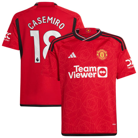 Manchester United EPL adidas Home Shirt 2023-24 - Kids with Casemiro 18 printing - Kit Captain