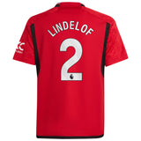 Manchester United EPL adidas Home Shirt 2023-24 - Kids with Lindelof 2 printing - Kit Captain