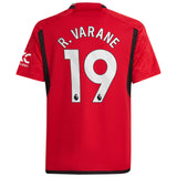 Manchester United EPL adidas Home Shirt 2023-24 - Kids with R. Varane 19 printing - Kit Captain