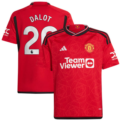 Manchester United EPL adidas Home Shirt 2023-24 - Kids with Dalot 20 printing - Kit Captain