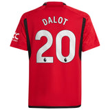 Manchester United EPL adidas Home Shirt 2023-24 - Kids with Dalot 20 printing - Kit Captain