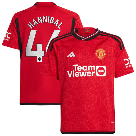 Manchester United EPL adidas Home Shirt 2023-24 - Kids with Hannibal 46 printing - Kit Captain