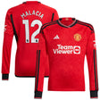 Manchester United EPL adidas Home Shirt 2023-24 - Kids - Long Sleeve with Malacia 12 printing - Kit Captain