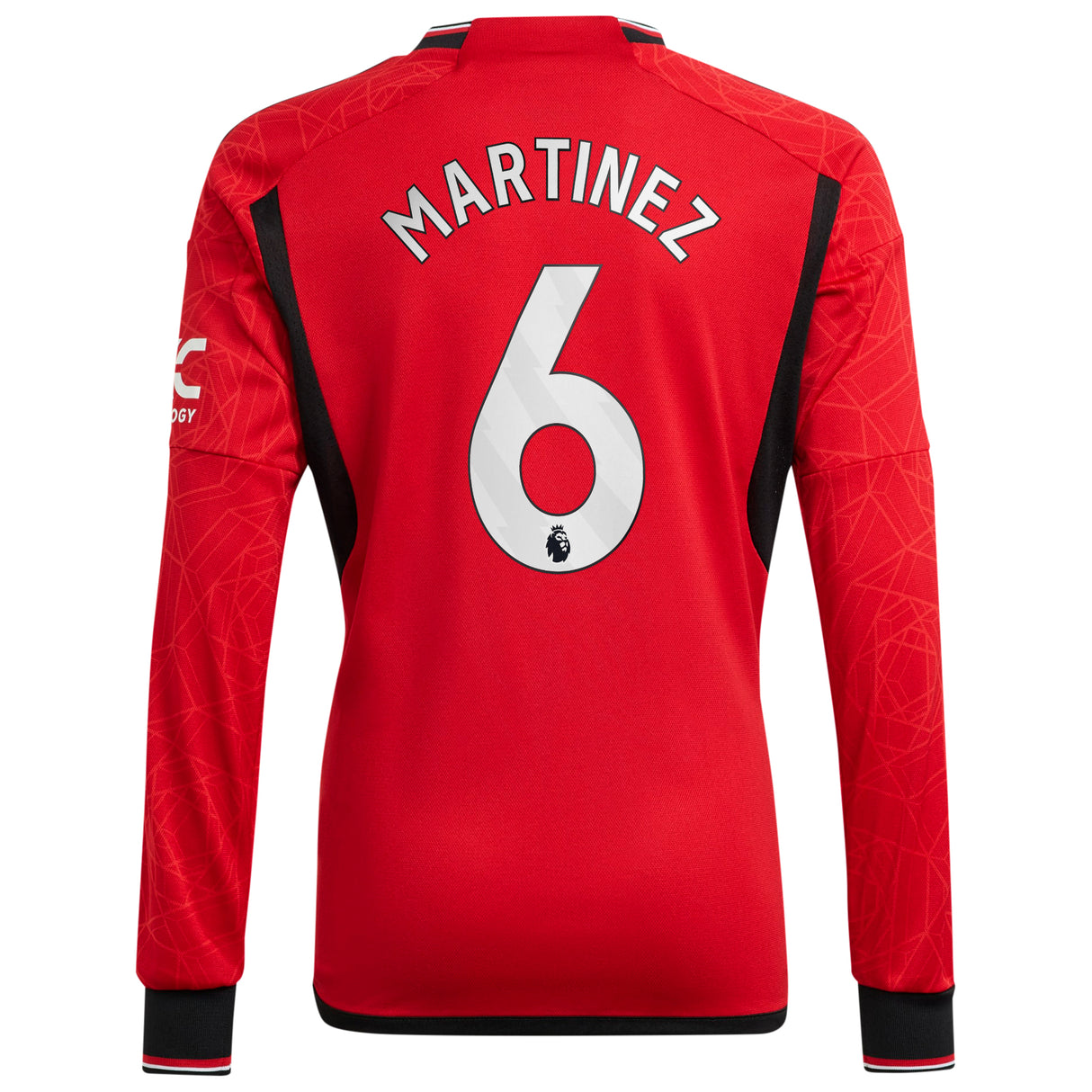 Manchester United EPL adidas Home Shirt 2023-24 - Kids - Long Sleeve with Martinez 6 printing - Kit Captain