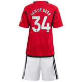 Manchester United EPL adidas Home Minikit 2023-24 with Van De Beek 34 printing - Kit Captain