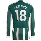 Manchester United EPL adidas Away Shirt 2023-24 - Long Sleeve with Casemiro 18 printing - Kit Captain