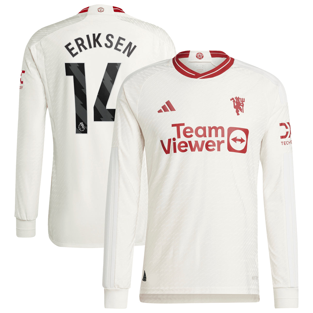 Manchester United EPL adidas Third Authentic Shirt 2023-24 - Long Sleeve with Eriksen 14 printing - Kit Captain