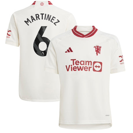 Manchester United EPL adidas Third Shirt 2023-24 - Kids with Martinez 6 printing - Kit Captain