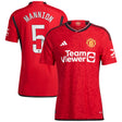 Manchester United WSL adidas Home Authentic Shirt 2023-24 with Mannion 5 printing - Kit Captain