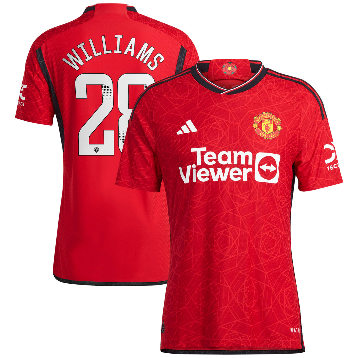 Manchester United WSL adidas Home Authentic Shirt 2023-24 with Williams 28 printing - Kit Captain