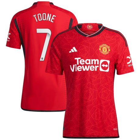 Manchester United WSL adidas Home Authentic Shirt 2023-24 with Toone 7 printing - Kit Captain