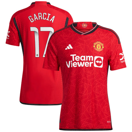 Manchester United WSL adidas Home Authentic Shirt 2023-24 with L. Garcia 17 printing - Kit Captain