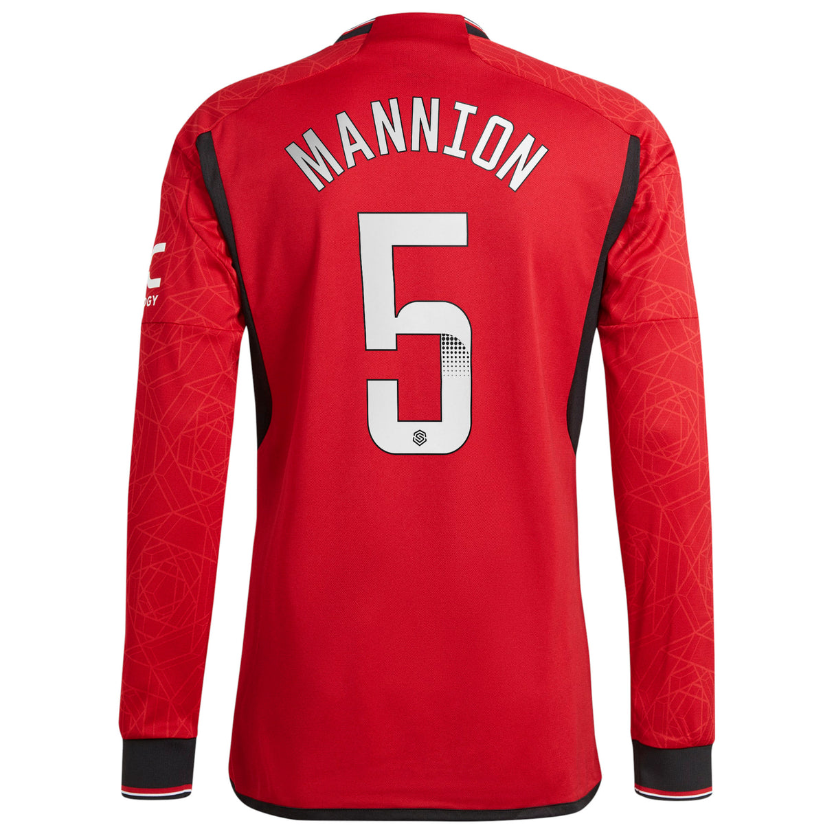 Manchester United WSL adidas Home Authentic Shirt 2023-24 - Long Sleeve with Mannion 5 printing - Kit Captain