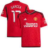 Manchester United WSL adidas Home Shirt 2023-24 - Kids with L. Garcia 17 printing - Kit Captain