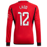 Manchester United WSL adidas Home Shirt 2023-24 - Kids - Long Sleeve with Ladd 12 printing - Kit Captain