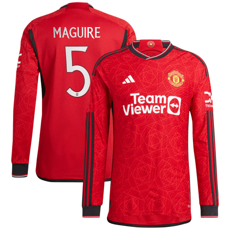 Manchester United Cup Home Authentic Shirt 2023-24 - Long sleeve with Maguire 5 printing - Kit Captain