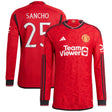 Manchester United Cup Home Authentic Shirt 2023-24 - Long sleeve with Sancho 25 printing - Kit Captain