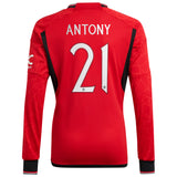 Manchester United Cup Home Shirt 2023-24 - Long Sleeve with Antony 21 printing