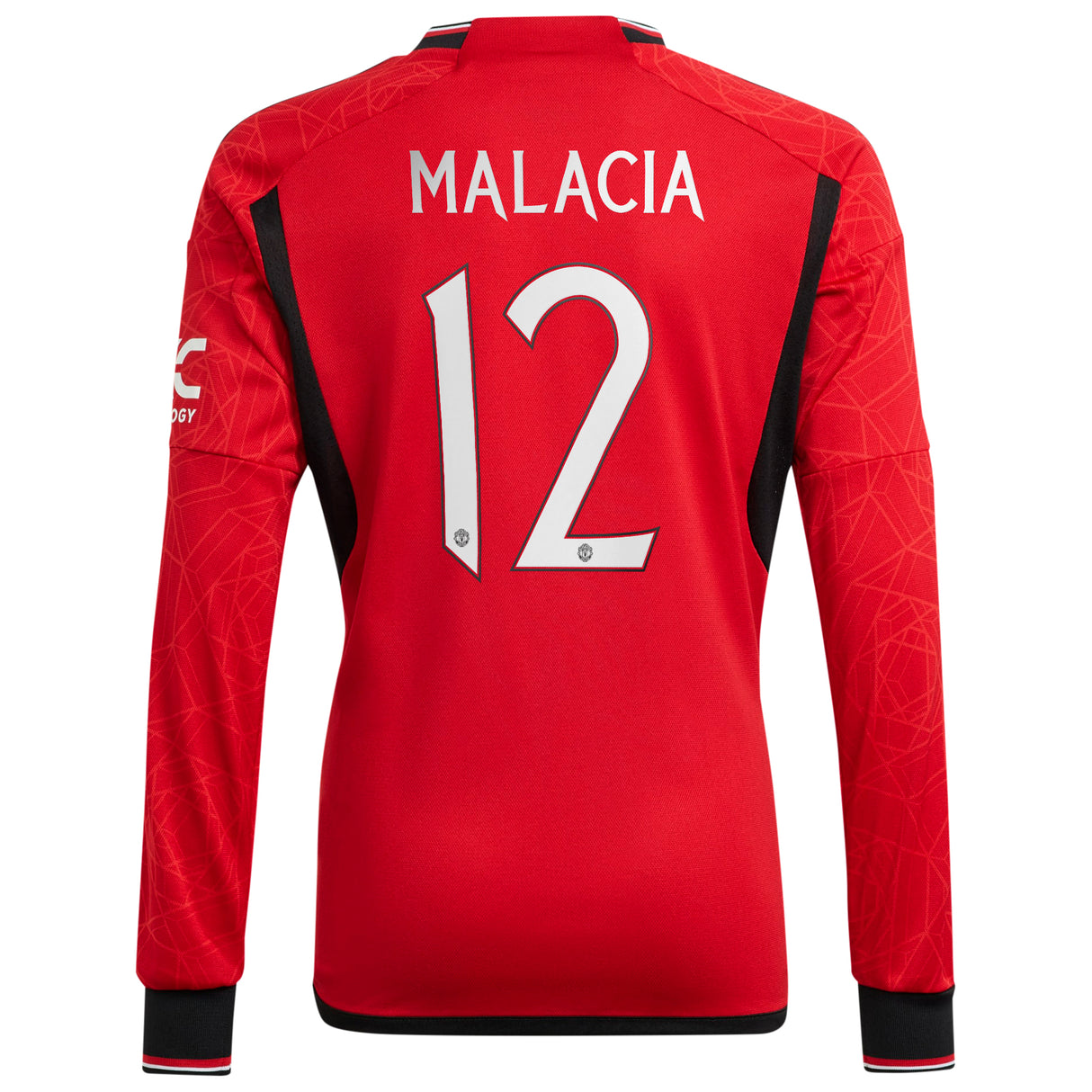 Manchester United Cup Home Shirt 2023-24 - Long Sleeve with Malacia 12 printing - Kit Captain