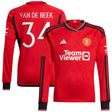 Manchester United Cup Home Shirt 2023-24 - Long Sleeve with Van De Beek 34 printing - Kit Captain