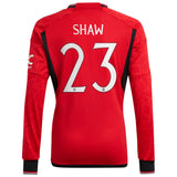 Manchester United Cup Home Shirt 2023-24 - Long Sleeve with Shaw 23 printing - Kit Captain