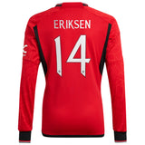 Manchester United Cup Home Shirt 2023-24 - Long Sleeve with Eriksen 14 printing - Kit Captain