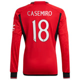 Manchester United Cup Home Shirt 2023-24 - Kids - Long Sleeve with Casemiro 18 printing - Kit Captain