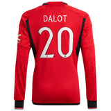 Manchester United Cup Home Shirt 2023-24 - Kids - Long Sleeve with Dalot 20 printing - Kit Captain