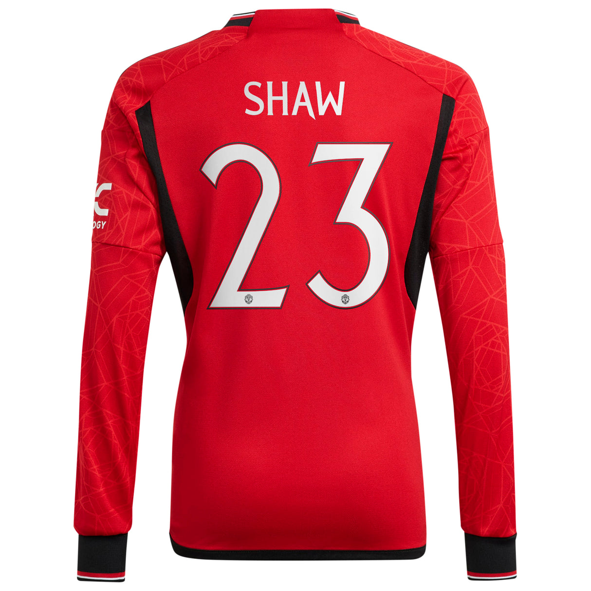 Manchester United Cup Home Shirt 2023-24 - Kids - Long Sleeve with Shaw 23 printing - Kit Captain