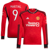 Manchester United Cup Home Shirt 2023-24 - Kids - Long Sleeve with Martial 9 printing - Kit Captain